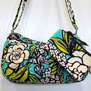 Vera Bradley Blue and Green Floral Shoulder Bag with Pouch